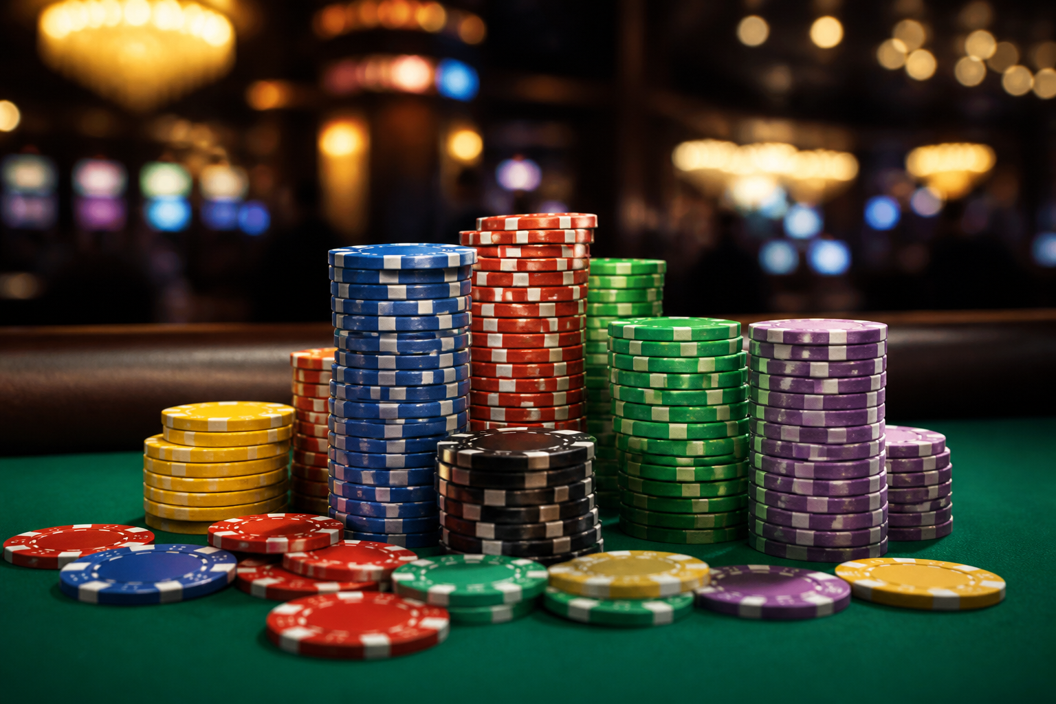 Ambiance casino avec machines à sous et néons